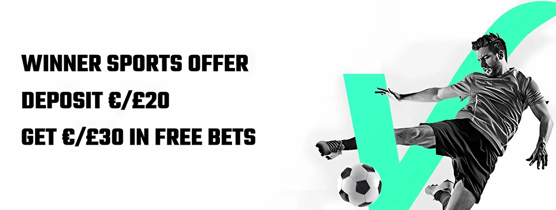 Winner Casino sports welcome with £30 in free bets